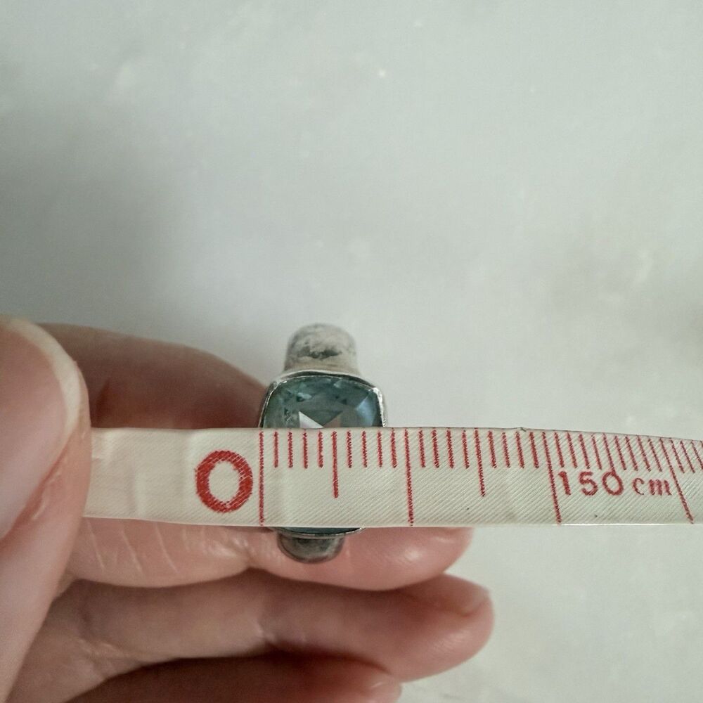 925 Sterling Silver Ice Blue Topaz Statement Ring Size 5 5.5 VTG Chunky Cocktail - Picture 7 of 15